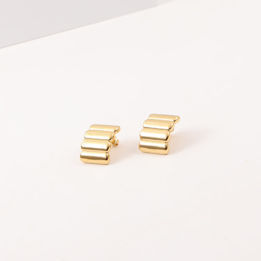 Title 6, Bread Earrings Titanium Steel Plated 18K Gold. ...