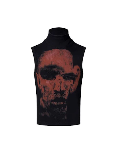 Slim fit mouwloze t-shirt met halve - 2