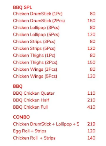 Grillland BBQ menu 