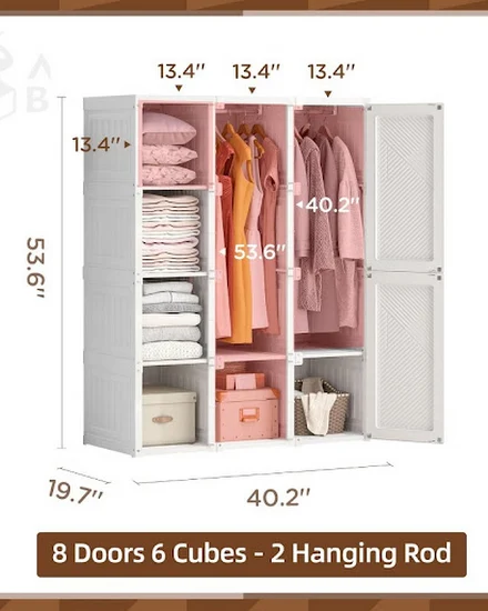 Portable Wardrobe Closet Storage Organizer for Clothes,Fo... - 0