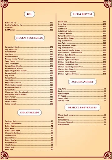 Nawabi Kitchen menu 