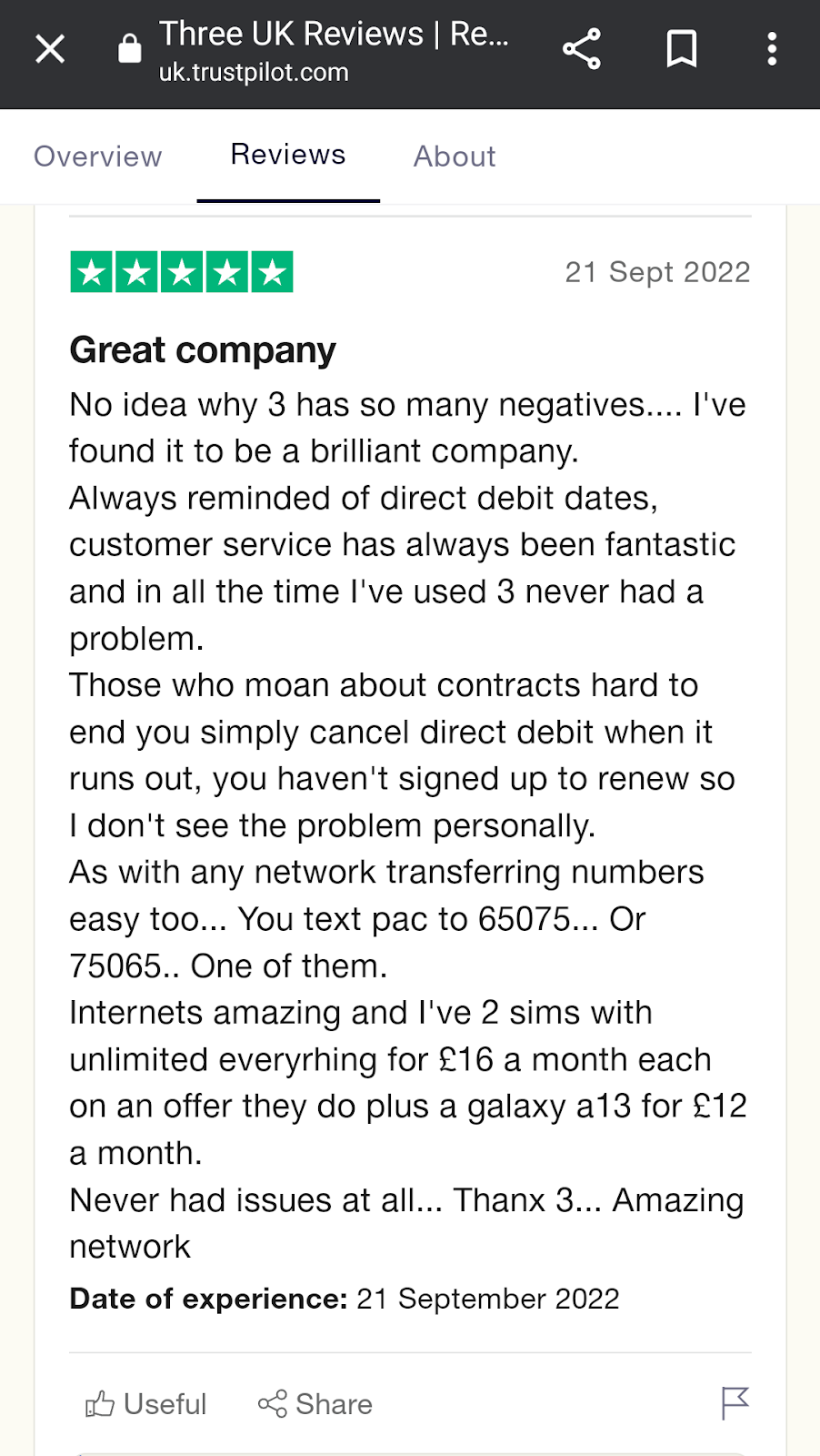 THREE UK phone service reviews