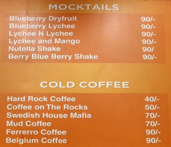 Lassi Shop menu 