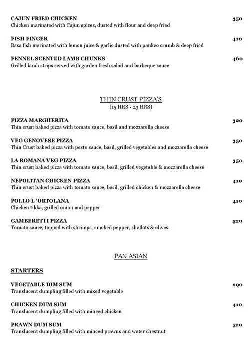 The Twenty Fifth Hour - Clarion Hotel menu 