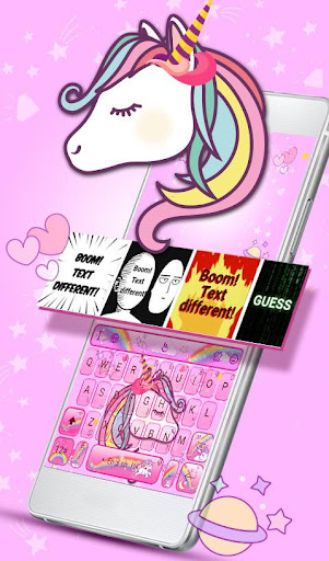 Cute Pink Unicorn Keyboard--Feeds,Stickers,Themes