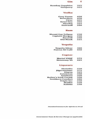 Bungalow 9 menu 