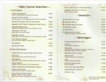 Sterling Mussoorie menu 