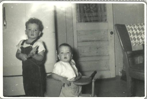 David and Jay.  Waiting for mom's cookies?  March 1954.