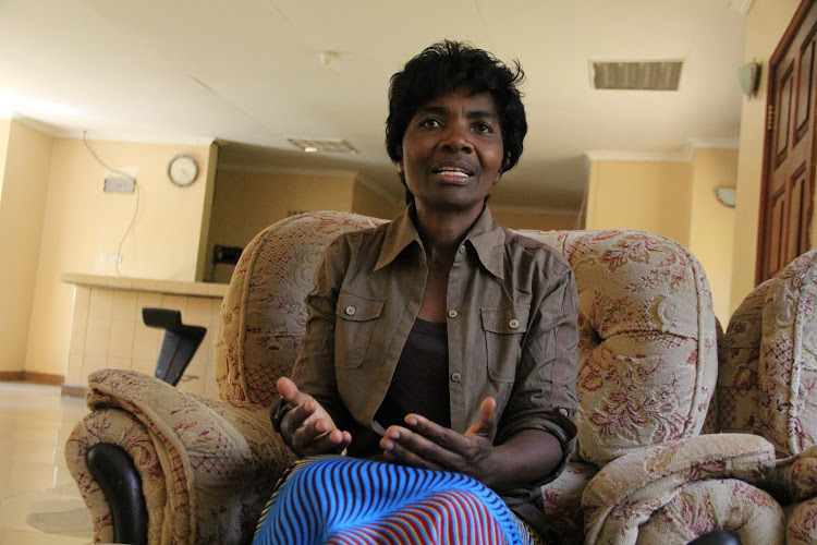 Homa Bay woman representative aspirant Mary Ojode speaks to journalists in Ndhiwa on April 2,2022