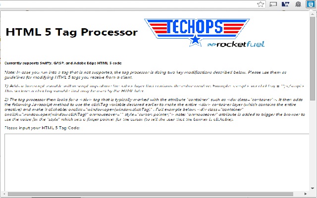 Rocket Fuel Tech Ops HTML 5 Processor