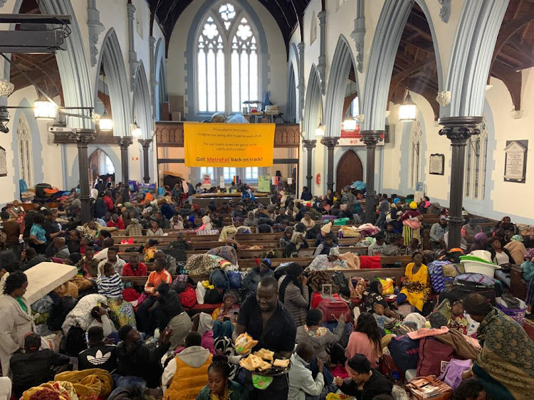 Refugees and asylum seekers poured into the Central Methodist Church in Cape Town after clashing with police on Wednesday.