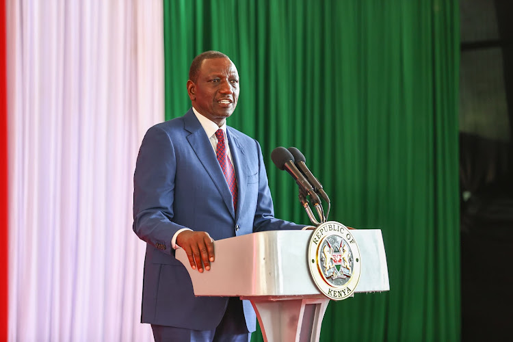 President William Ruto speaks during the launch of Kenya Urban Support Programme (KUPS2) at Statehouse, Nairobi on May 7, 2024.