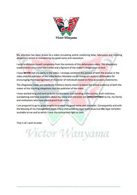 wanyama statement