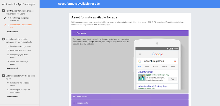 Ad Assets for App Campaigns course