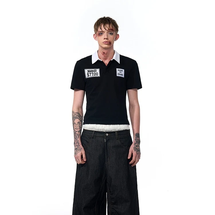 Slim Fit Sommer Herren Besticktes Hut Kurzarm Shirt für heiße Tage. Bequem, stilvoll und atmungsaktiv. Perfekt für den Sommerurlaub.