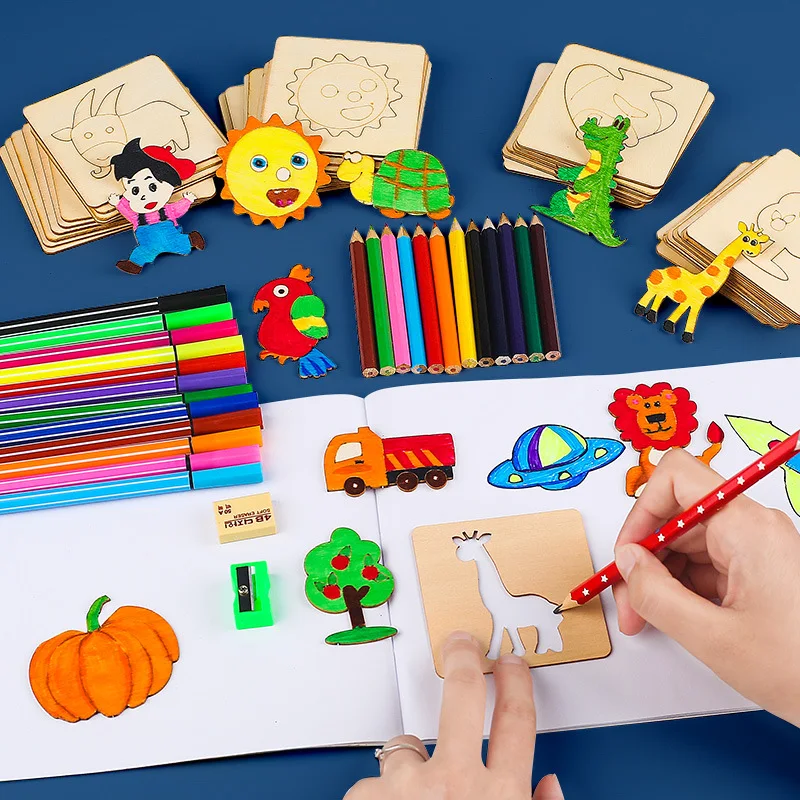 Kit d'outils de dessin avec modèles de peinture pour enfants Créer facilement de l'art amusant Développe la créativité et l'imagination des enfants Idéal pour peindre