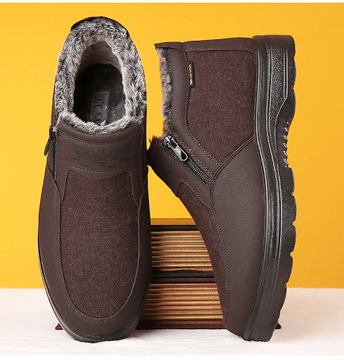 Title 10, Mens Cotton Shoes Fleece Lined Padded Warm Wat...