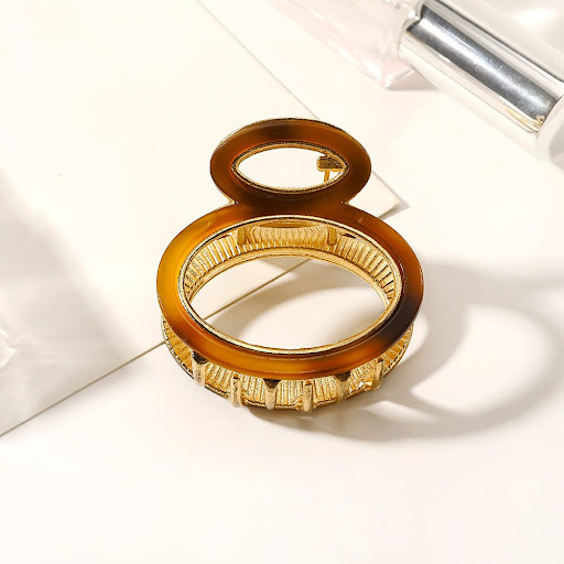 Title 3, Alloy acetate hairpin, graceful geometric desig...