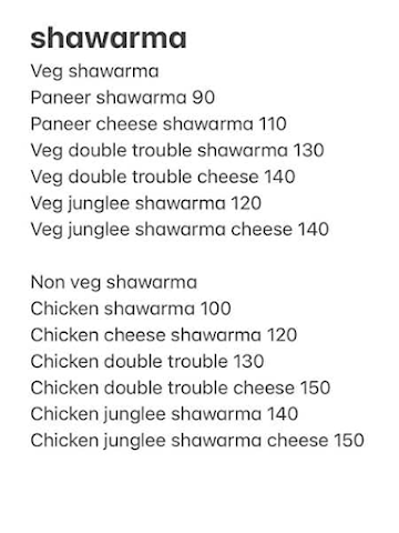 Kings Shawarma menu 