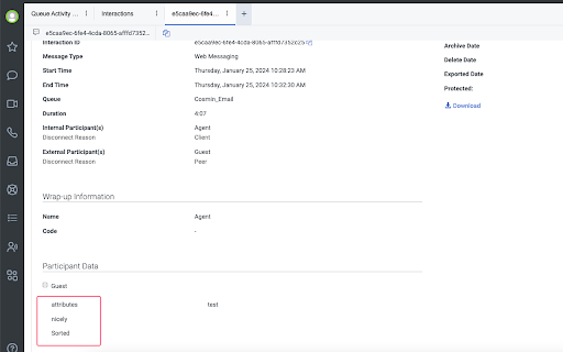 Genesys Cloud Participant Data Sorting