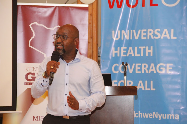 NHIF CEO Peter Kamunyo speaks during a workshop in Malindi on Thursday