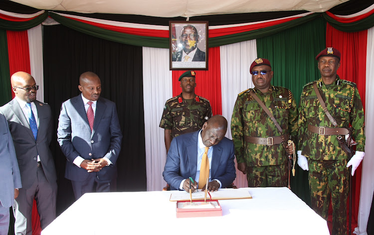 President William Ruto during the passing out parade of GSU recruits in Embakasi on January 12.