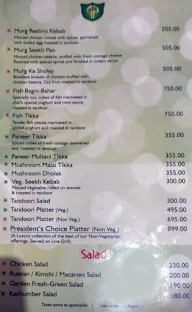 Hotel President menu 1