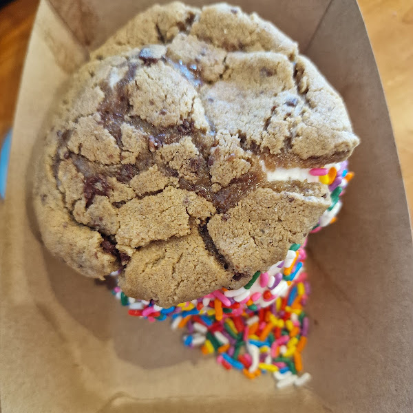 Gluten-free cookies with old fashioned vanilla ice cream and sprinkles