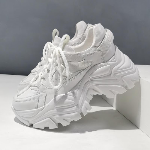 Title 5, White Leather Thick-soled Shoes - Height Increa...