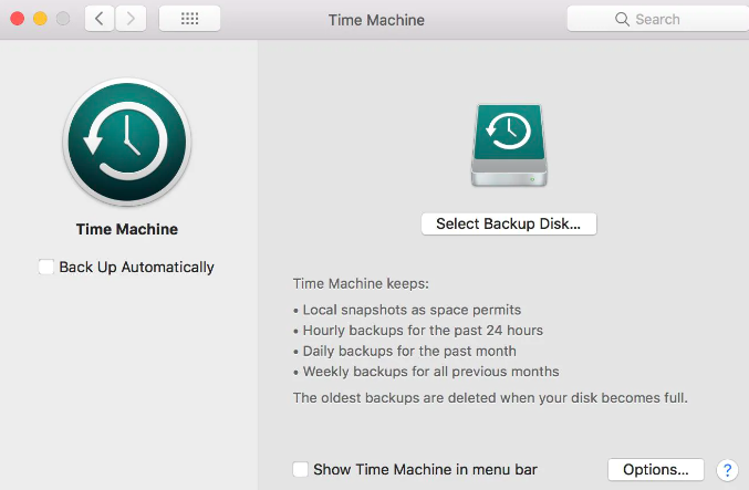 Select the right backup disk on Time Machine