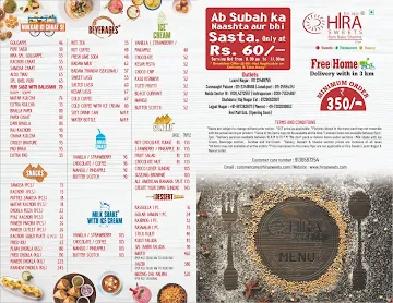 Hira Sweets menu 