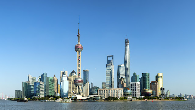 gorgeous skyline of Shanghai during day time in Shanghai, China 