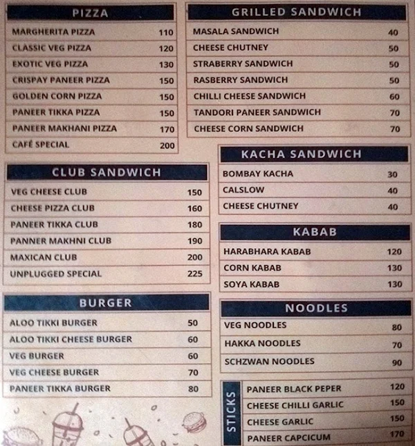 Cafe Unplugged menu 