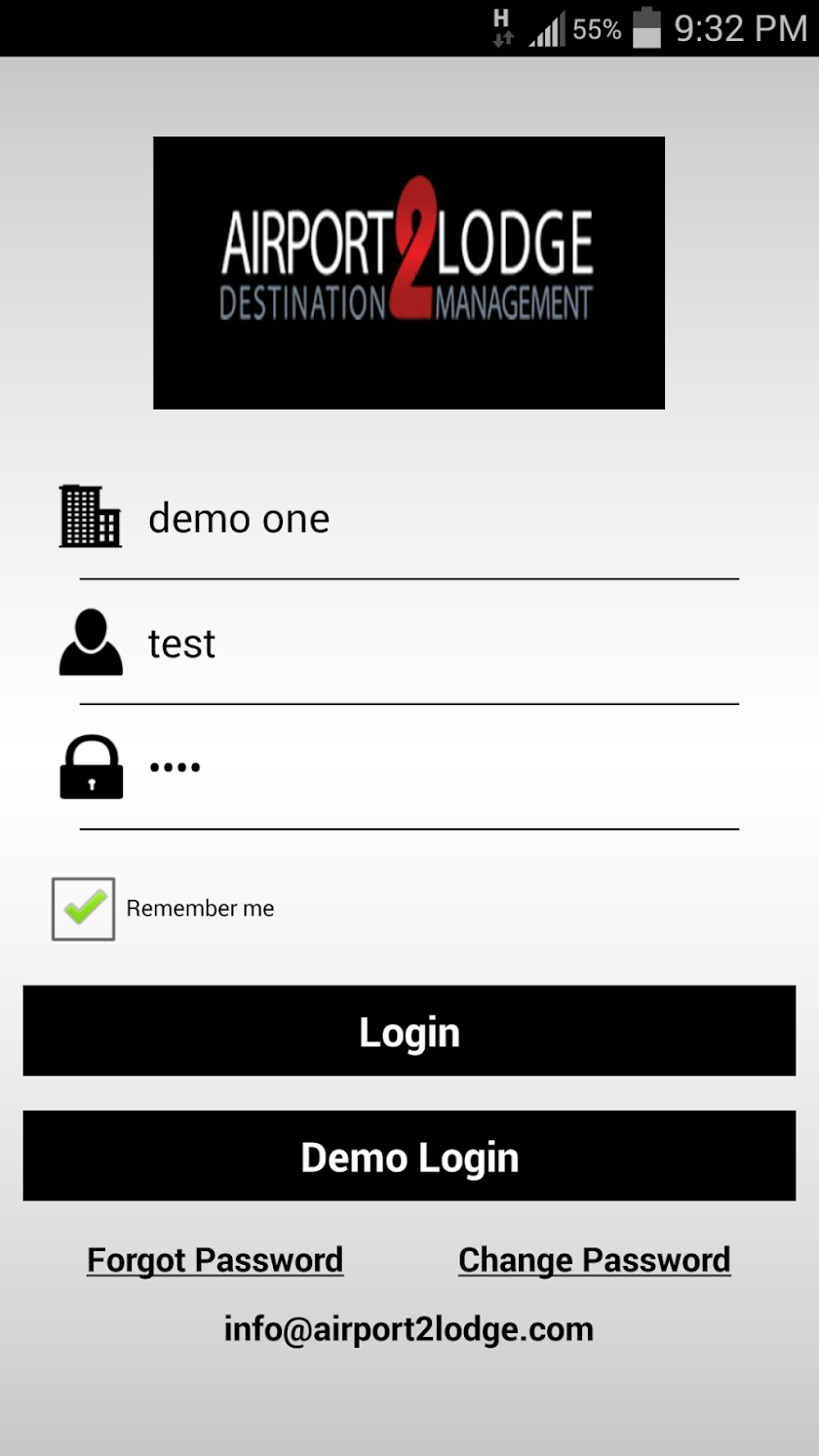 Aiport2lodge Driver app Screen 1