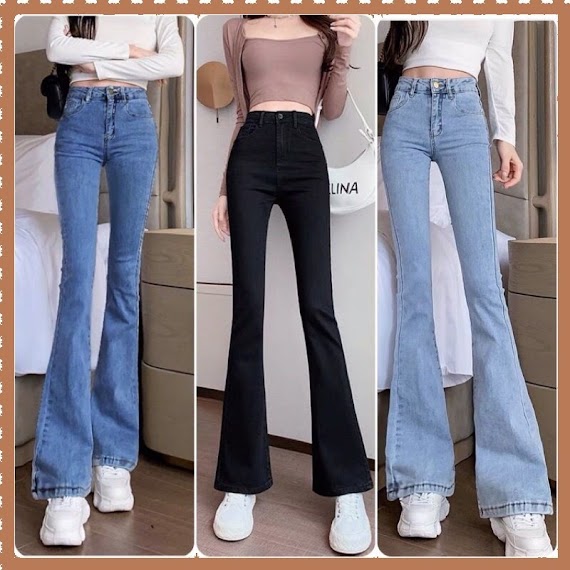 Quần Bò Jean Nữ Ống Loe Đứng Co Giãn Jeans Cạp Cao Cao Cấp Jeanhot_0102 Ms12