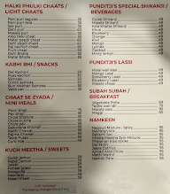 Pundit Chaats menu 1