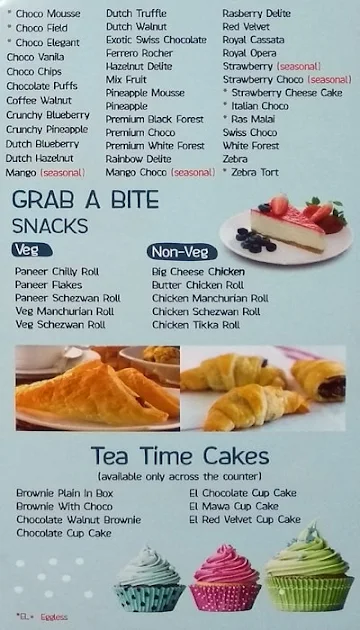 Occasions Cakes and More menu 