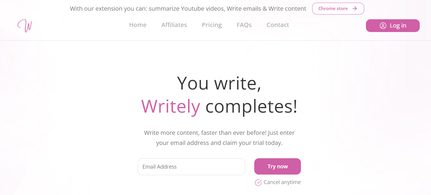 Writely - homepage screenshot