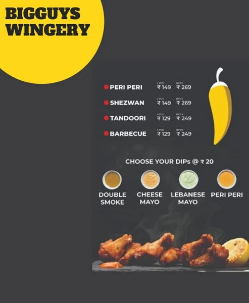 Bigguy's Wingery menu 