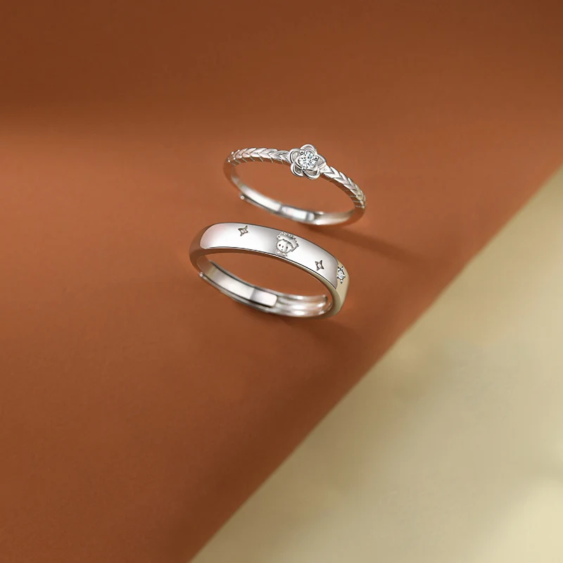 Couple 925 Sterling Silver Ring Little Prince And Rose, a romantic gift symbolizing love and commitment, perfect for exp
