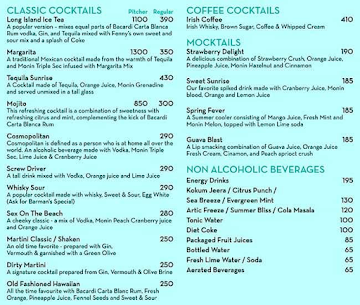 Fendys India menu 