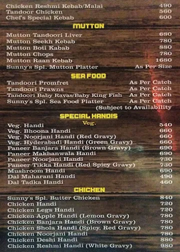 Sunny Da Dhaba menu 