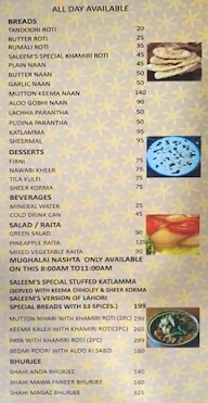 Saleem's Fine Dine menu 1