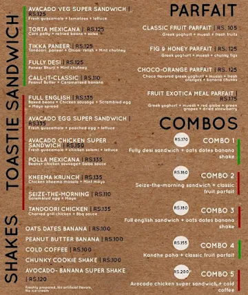 The Brekkie Shop menu 