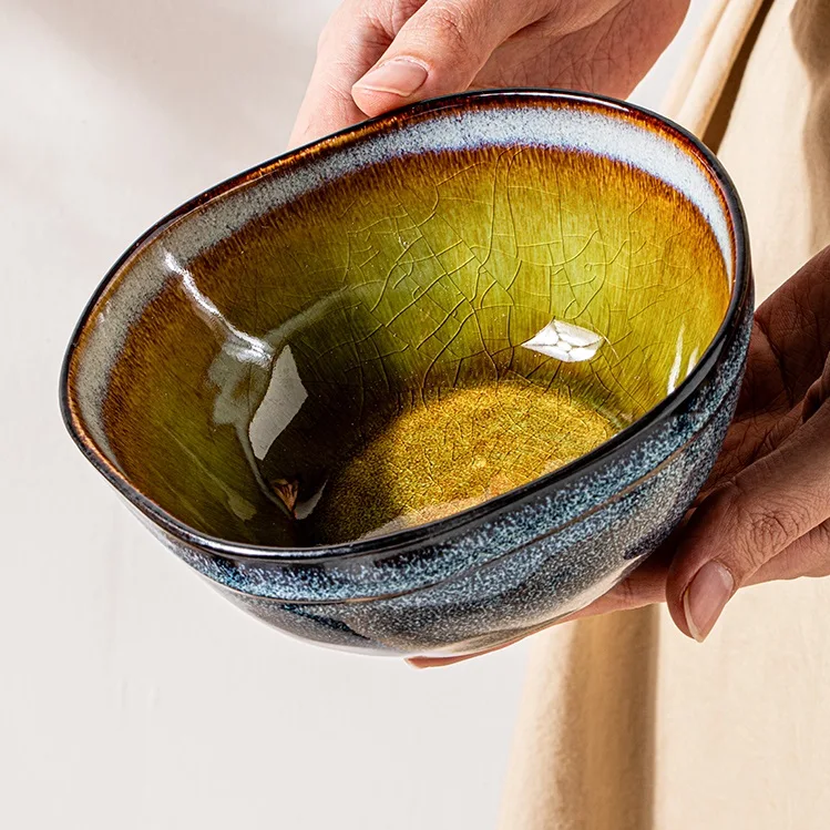 Miska ceramiczna retro nieregularna 55 cali do użytku domowego Idealna do płatków zup i deserów Stylowa i trwała ciesz się posiłkami każdego dnia