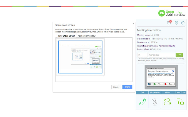 GreenJobinterview ScreenShare Extension