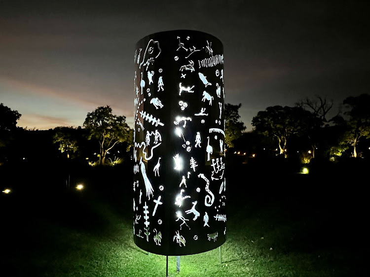 Spier Light Art, Ghost Night Light by Lady Skollie and James Delaney, 4m x 1.5m, aluminium.