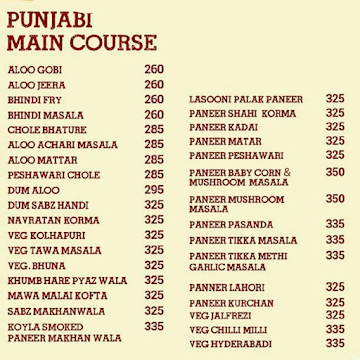 Interval Pure Veg menu 