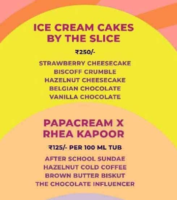 Papacream menu 