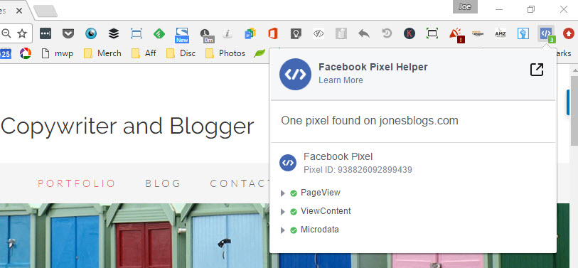 Assistente de Pixel do Facebook funcionando